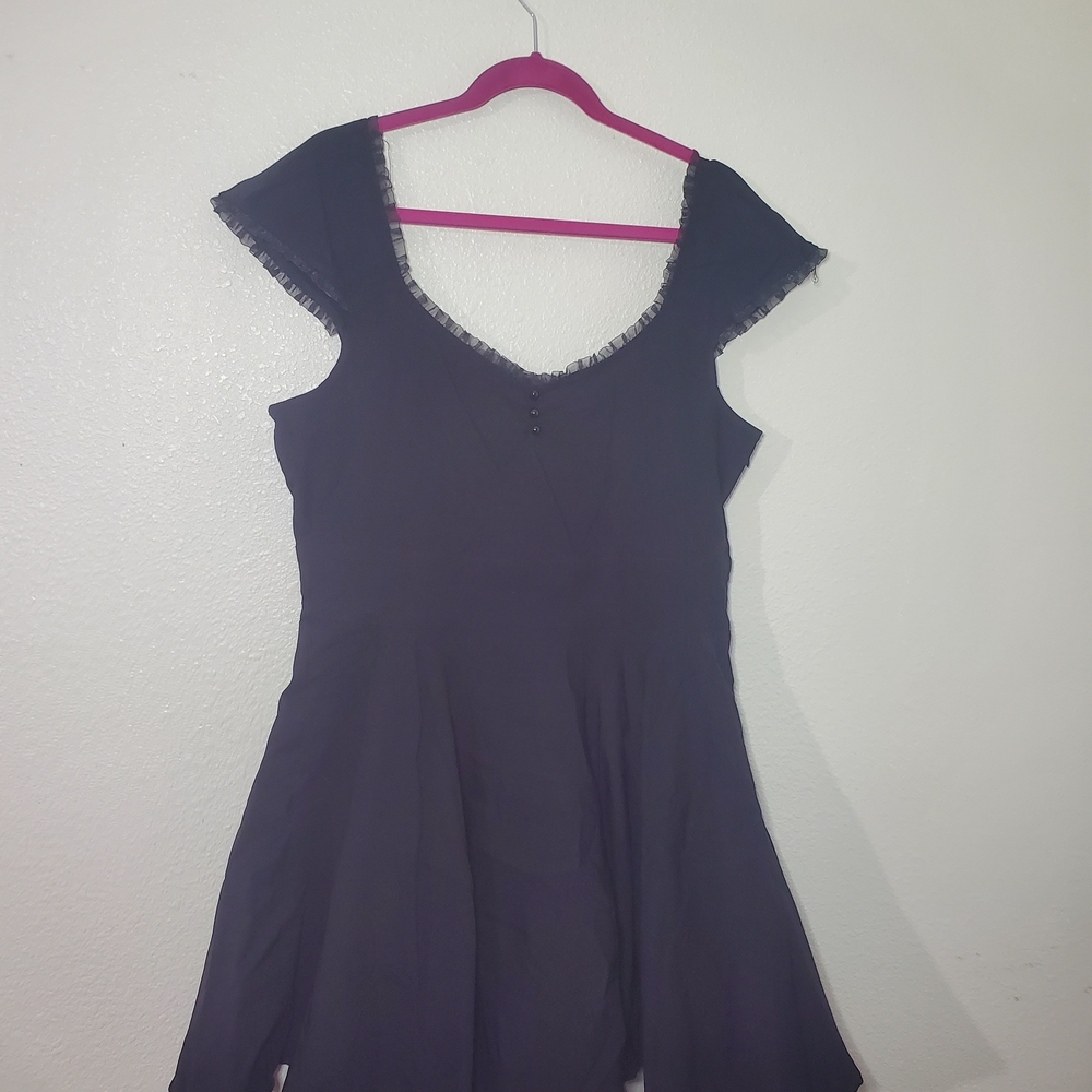 Killstar Aisling Party Dress. XXL Black Gothic Mini Dress with Lace Trim